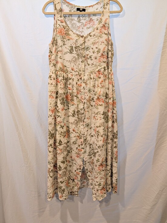 Frye Dresses & Skirts - Frye Cream Maxi Dress with Green and Peach Floral Pattern